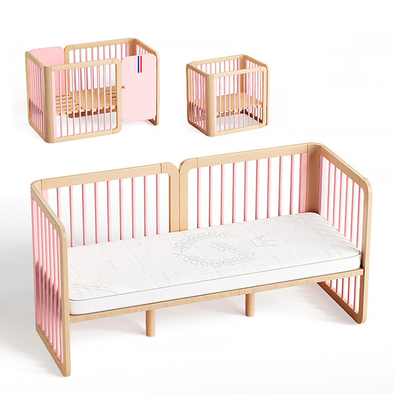 4-in-1 Folding Crib Nordic Mini Baby Crib With Mattress & Casters