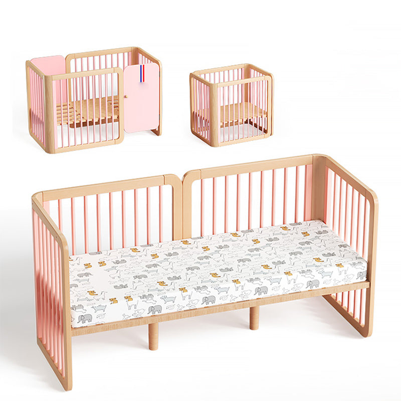 4-in-1 Folding Crib Nordic Mini Baby Crib With Mattress & Casters