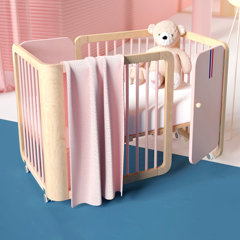 4-in-1 Folding Crib Nordic Mini Baby Crib With Mattress & Casters