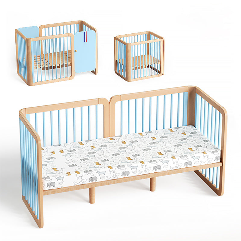 4-in-1 Folding Crib Nordic Mini Baby Crib With Mattress & Casters