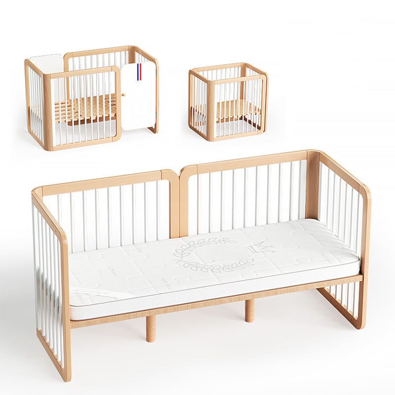 4-in-1 Folding Crib Nordic Mini Baby Crib With Mattress & Casters