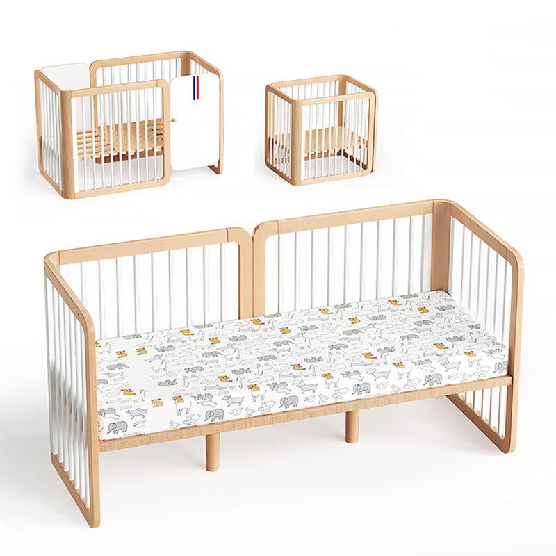 4-in-1 Folding Crib Nordic Mini Baby Crib With Mattress & Casters