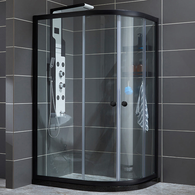 Frame Shower Bath Door Black Transparent Double Sliding Shower Doors