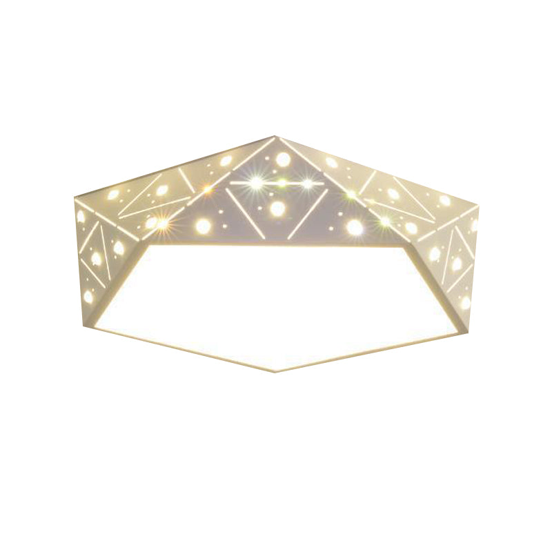 Modern Ceiling Lighting Geometric LED Flush Mount Fixture in White for Living Room