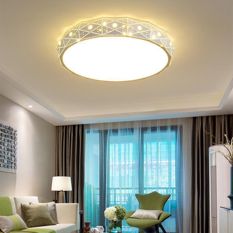 Modern Ceiling Lighting Geometric LED Flush Mount Fixture in White for Living Room