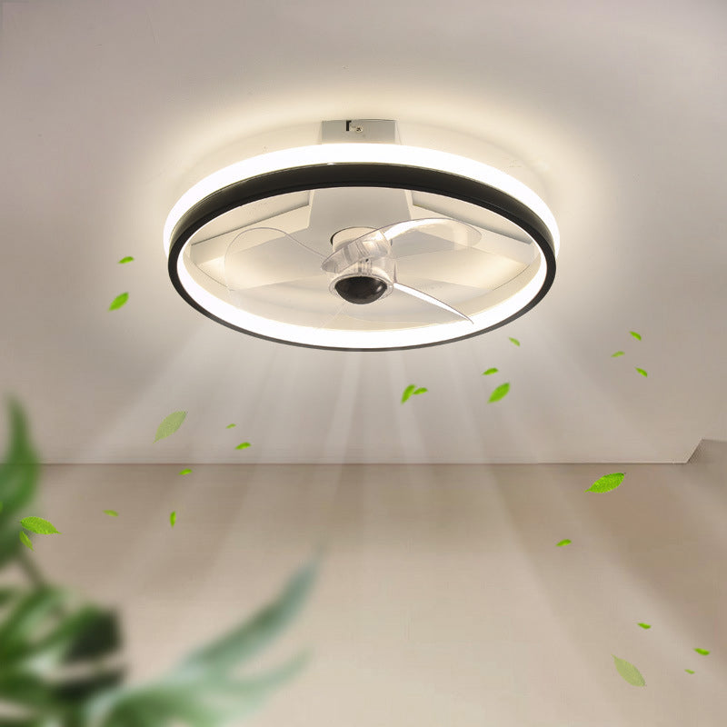 Contemporary Single White/Black Ceiling Fan Lamp LED Metallic Ceiling Fan Light