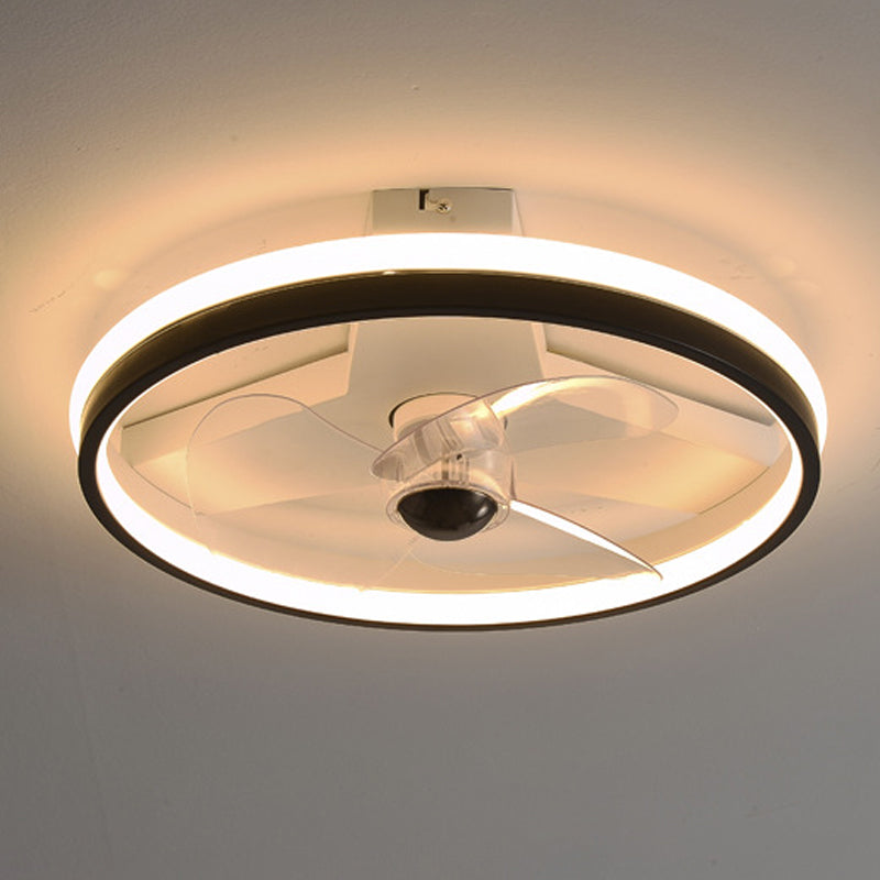 Contemporary Single White/Black Ceiling Fan Lamp LED Metallic Ceiling Fan Light