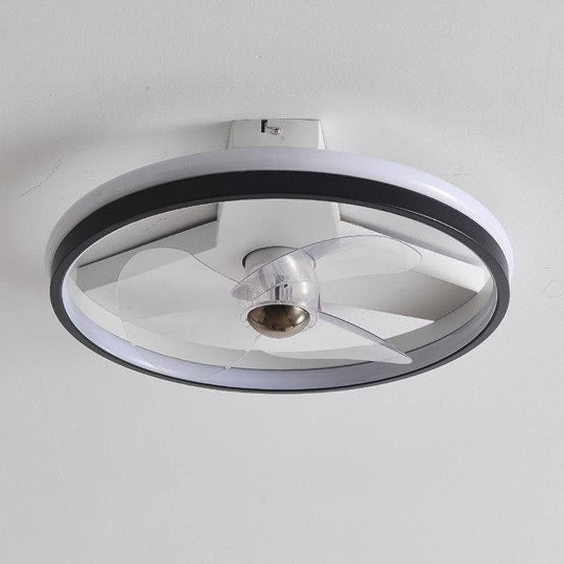 Contemporary Single White/Black Ceiling Fan Lamp LED Metallic Ceiling Fan Light