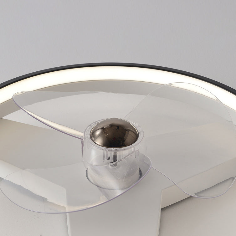 Contemporary Single White/Black Ceiling Fan Lamp LED Metallic Ceiling Fan Light