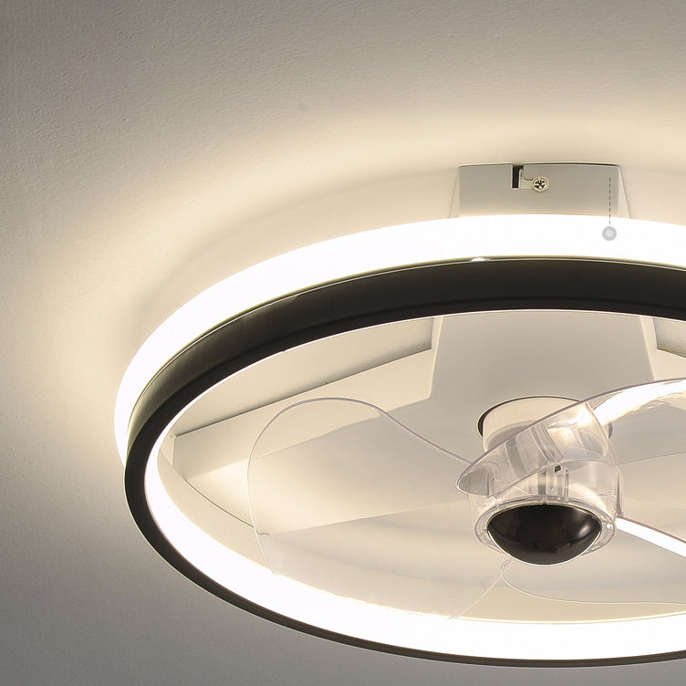 Contemporary Single White/Black Ceiling Fan Lamp LED Metallic Ceiling Fan Light