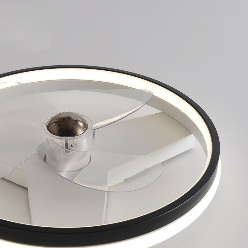 Contemporary Single White/Black Ceiling Fan Lamp LED Metallic Ceiling Fan Light