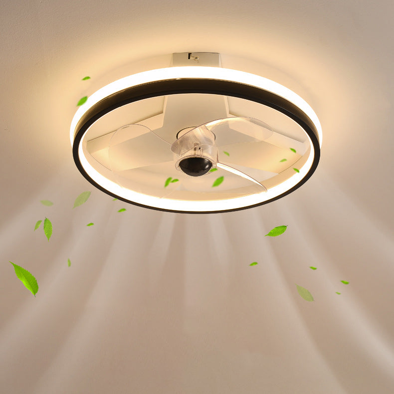 Contemporary Single White/Black Ceiling Fan Lamp LED Metallic Ceiling Fan Light