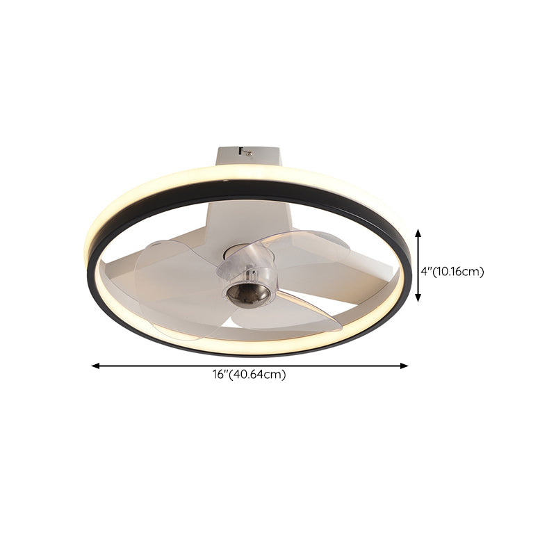 Contemporary Single White/Black Ceiling Fan Lamp LED Metallic Ceiling Fan Light