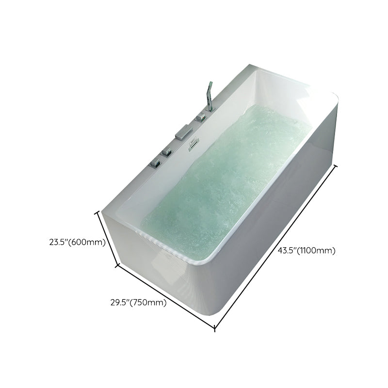 Back to Wall Rectangular Bath Antique Finish Soaking Modern Bathtub