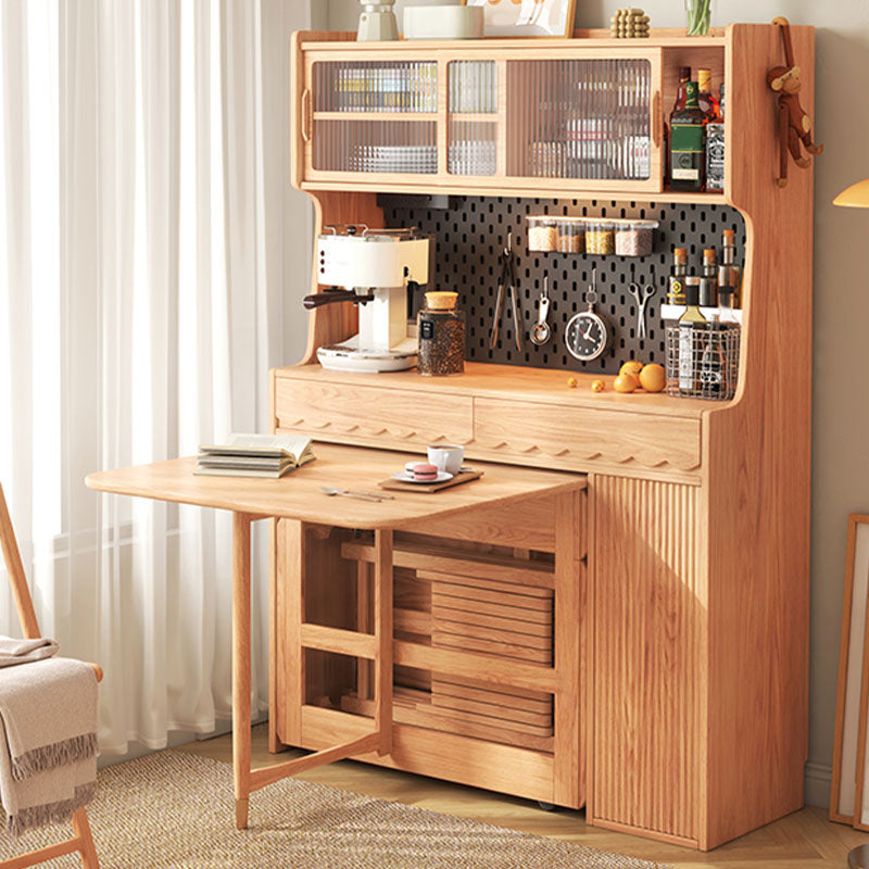 Modern Wood Server Table 3 Drawers Open Storage Cabinets Included for Home