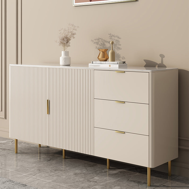 Living Room 3 Drawers Sideboard White Glam Style Buffet Sideboard