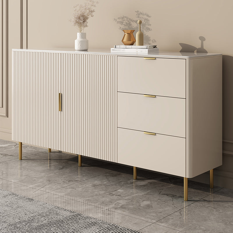 Living Room 3 Drawers Sideboard White Glam Style Buffet Sideboard