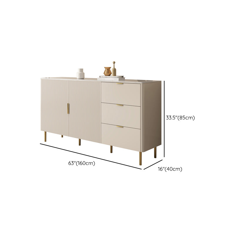 Living Room 3 Drawers Sideboard White Glam Style Buffet Sideboard