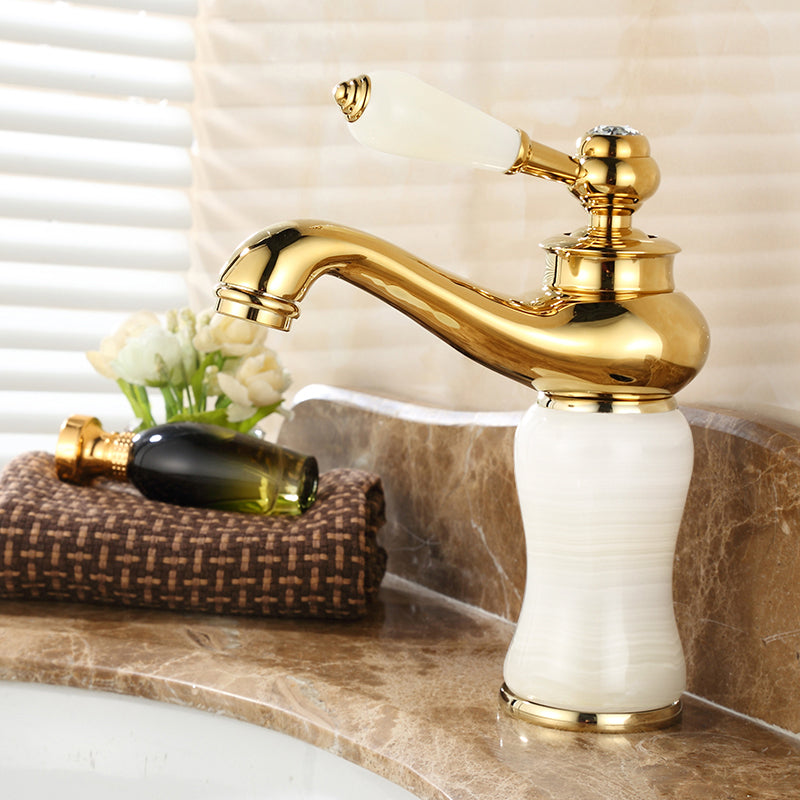 Glam Vessel Sink Faucet Lever Handle Low Arc Vessel Sink Bathroom Faucet