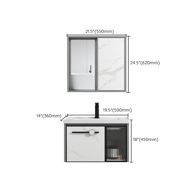 Single Sink Ceramic Bathroom Vanity Modern Gray Rectangular Sink Vanity