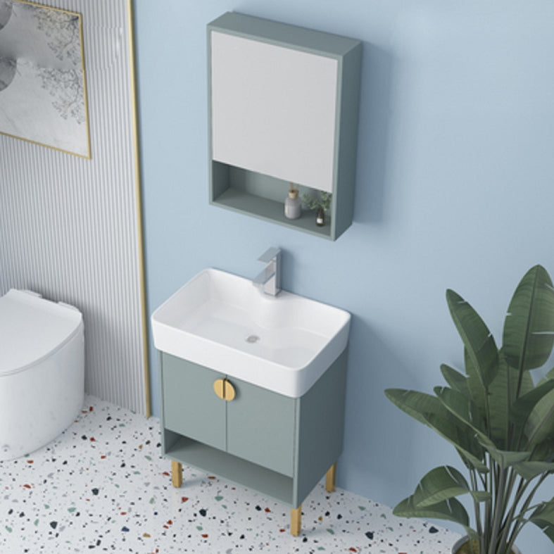 Rectangular Freestanding Bathroom Vanity Glam Green Single-Sink Vanity Set