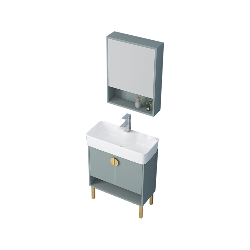 Rectangular Freestanding Bathroom Vanity Glam Green Single-Sink Vanity Set