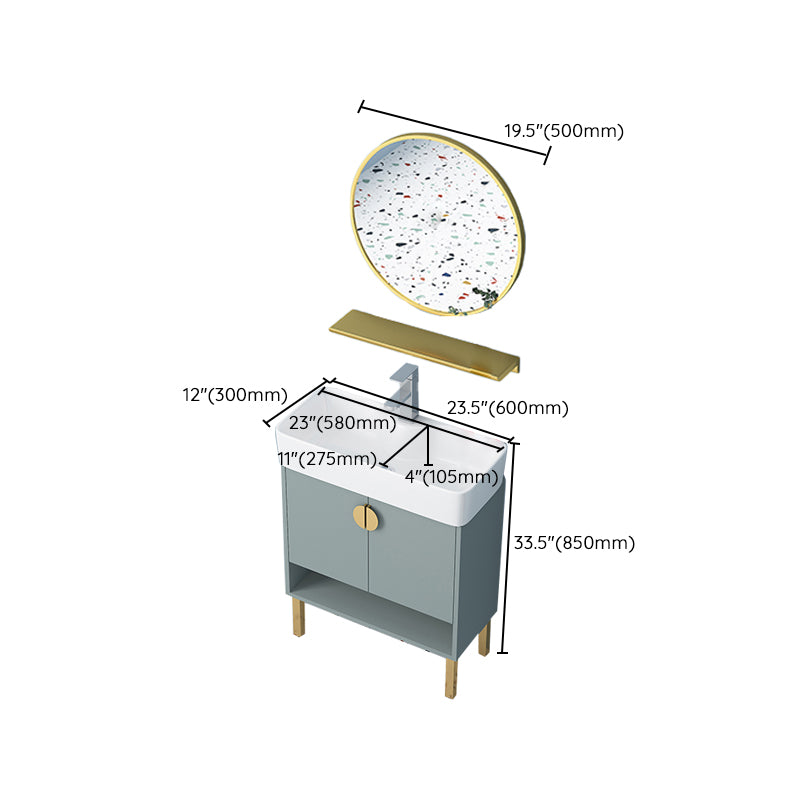 Rectangular Freestanding Bathroom Vanity Glam Green Single-Sink Vanity Set