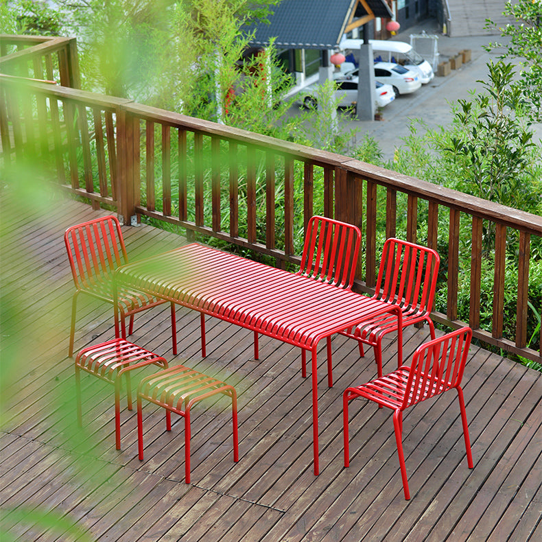 Modern Rectangle Integrated Courtyard Table Iron Outdoor Table