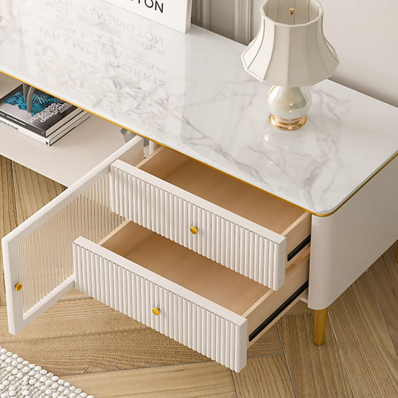 Modern TV Console Stone Media Console TV Stand with 2 Drawers