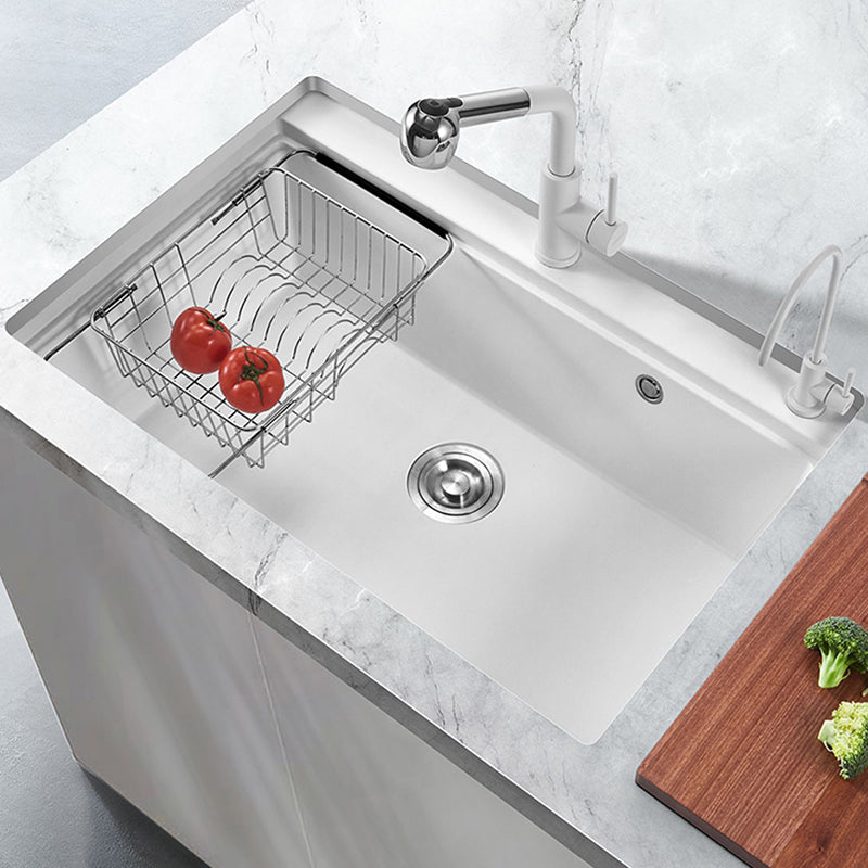 Quartz Kitchen Sink Modern Single Bowl Kitchen Sink with Strainer