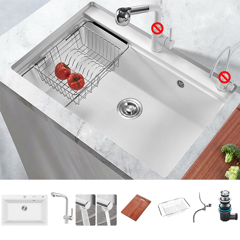 Quartz Kitchen Sink Modern Single Bowl Kitchen Sink with Strainer