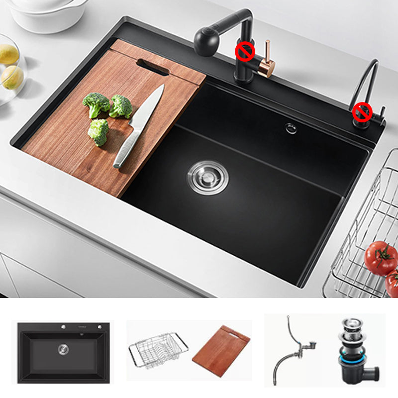 Quartz Kitchen Sink Modern Single Bowl Kitchen Sink with Strainer