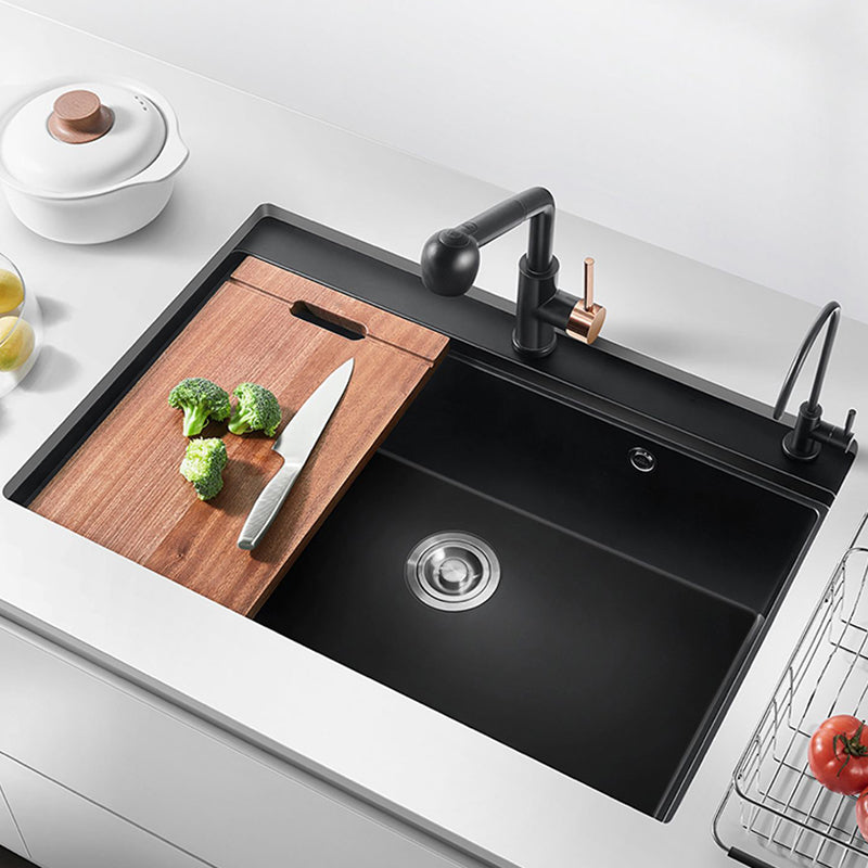 Quartz Kitchen Sink Modern Single Bowl Kitchen Sink with Strainer