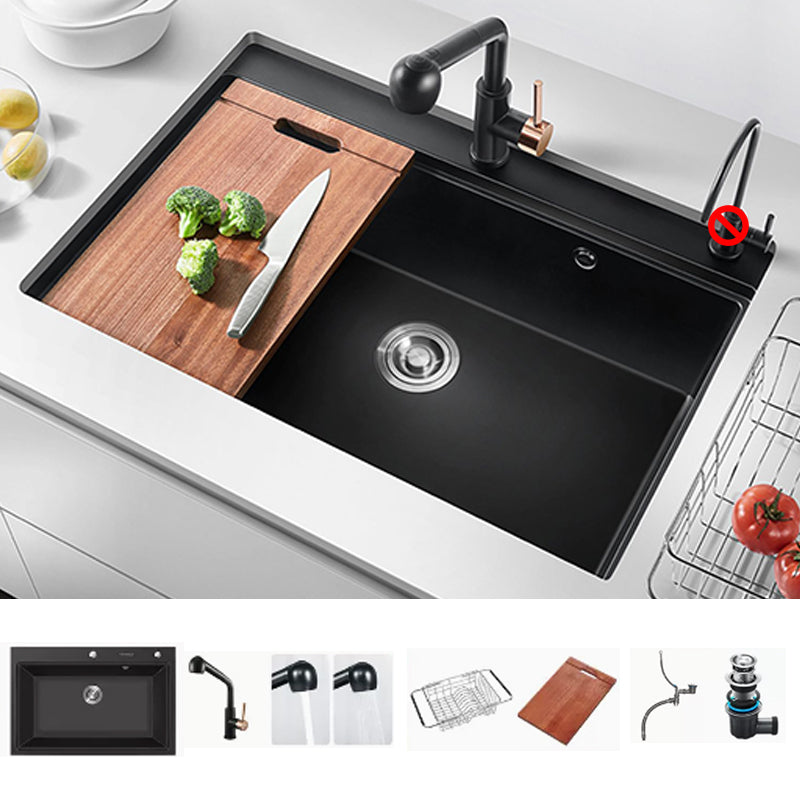 Quartz Kitchen Sink Modern Single Bowl Kitchen Sink with Strainer