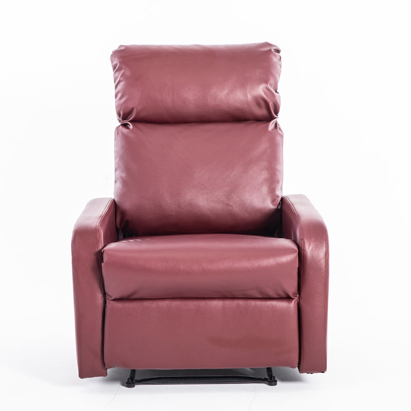 Manual-Handle Standard Recliner Solid Color Faux Leather Recliner Chair