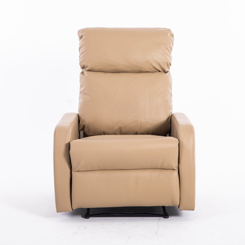 Manual-Handle Standard Recliner Solid Color Faux Leather Recliner Chair