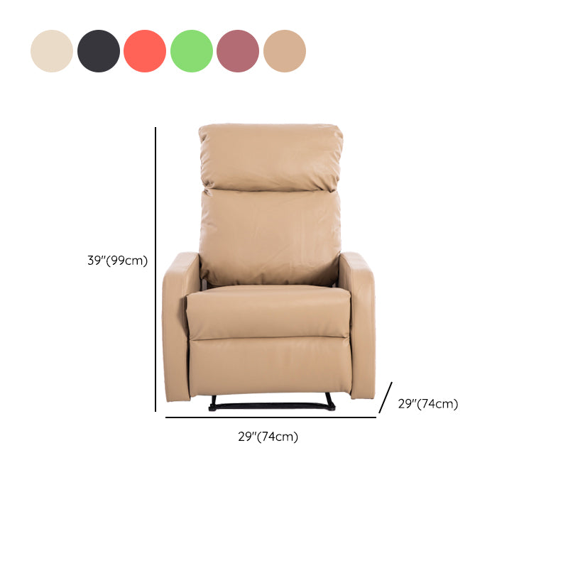 Manual-Handle Standard Recliner Solid Color Faux Leather Recliner Chair