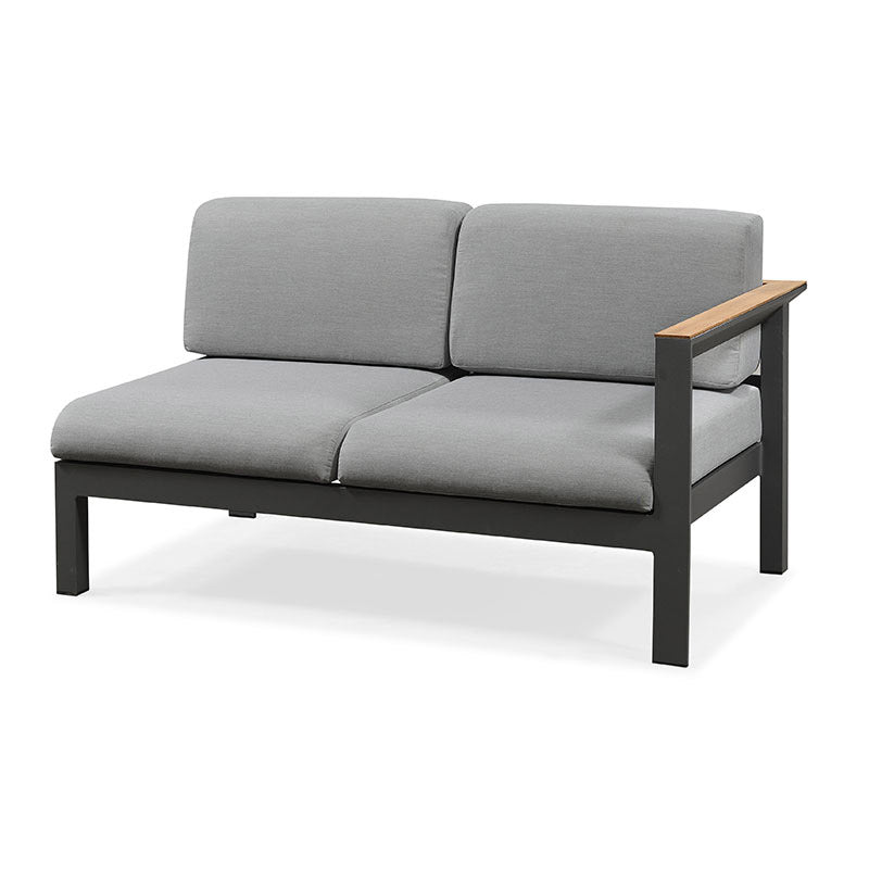 Modern & Contemporary Patio Sofa Wood With Cushions Fabric Teak Black Outdoor Patio Sofa