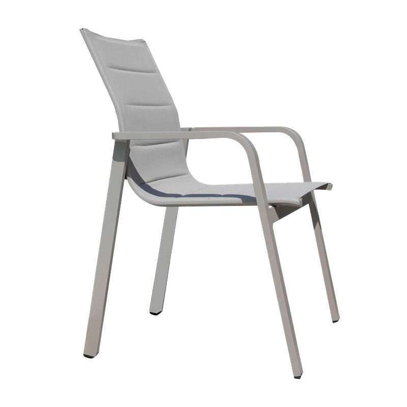 Contemporary Gray Outdoor Bistro Chairs Open Back Patio Dining Armchair