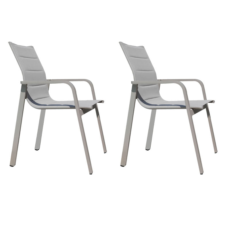 Contemporary Gray Outdoor Bistro Chairs Open Back Patio Dining Armchair