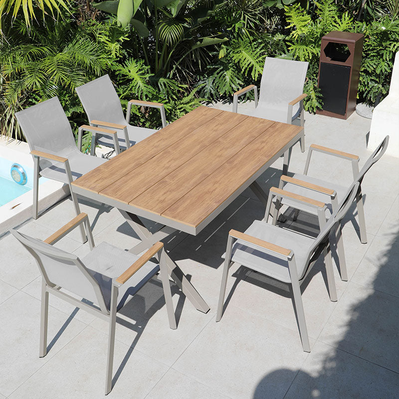 Contemporary Gray Outdoor Bistro Chairs Open Back Patio Dining Armchair