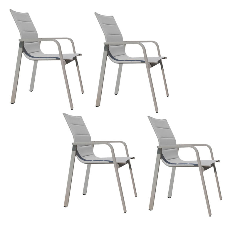 Contemporary Gray Outdoor Bistro Chairs Open Back Patio Dining Armchair