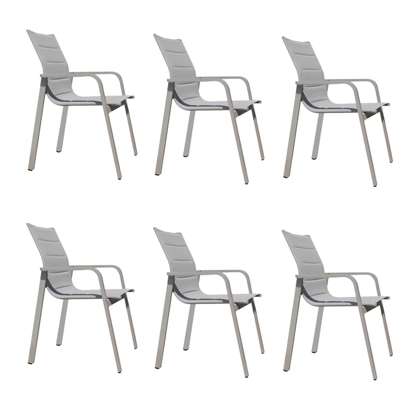 Contemporary Gray Outdoor Bistro Chairs Open Back Patio Dining Armchair