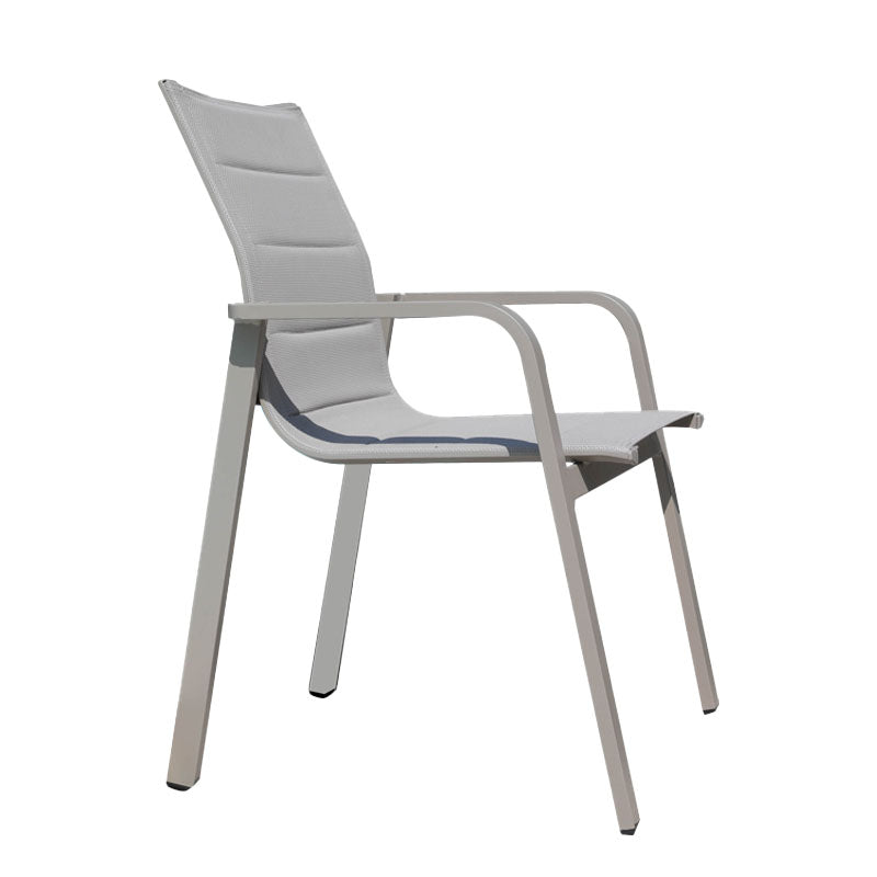 Contemporary Gray Outdoor Bistro Chairs Open Back Patio Dining Armchair