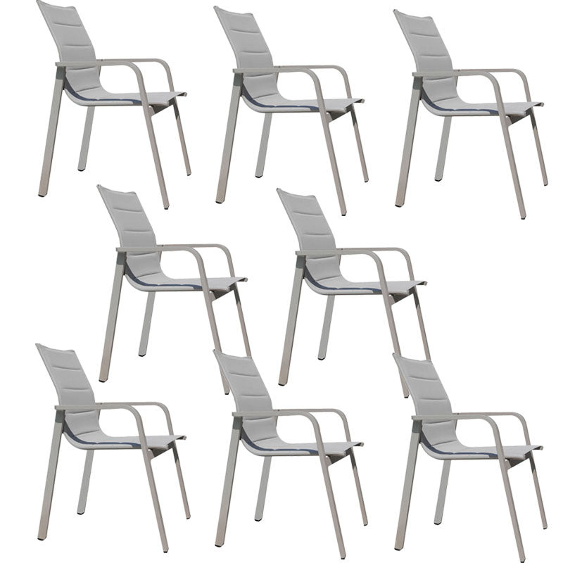 Contemporary Gray Outdoor Bistro Chairs Open Back Patio Dining Armchair