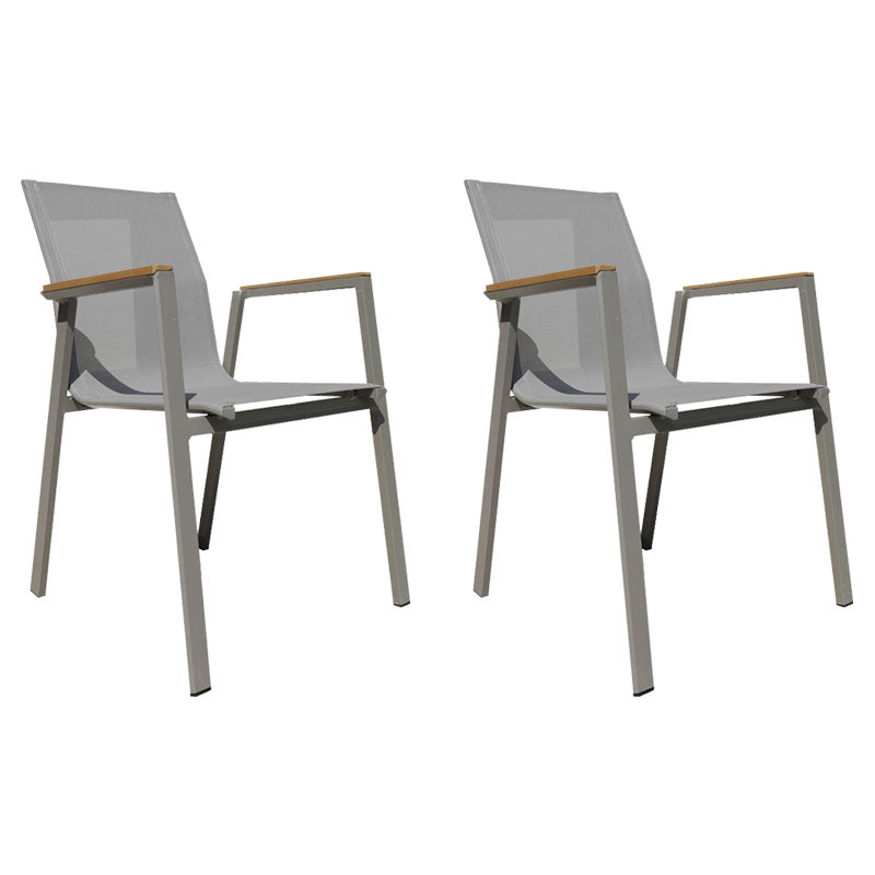 Contemporary Gray Outdoor Bistro Chairs Open Back Patio Dining Armchair