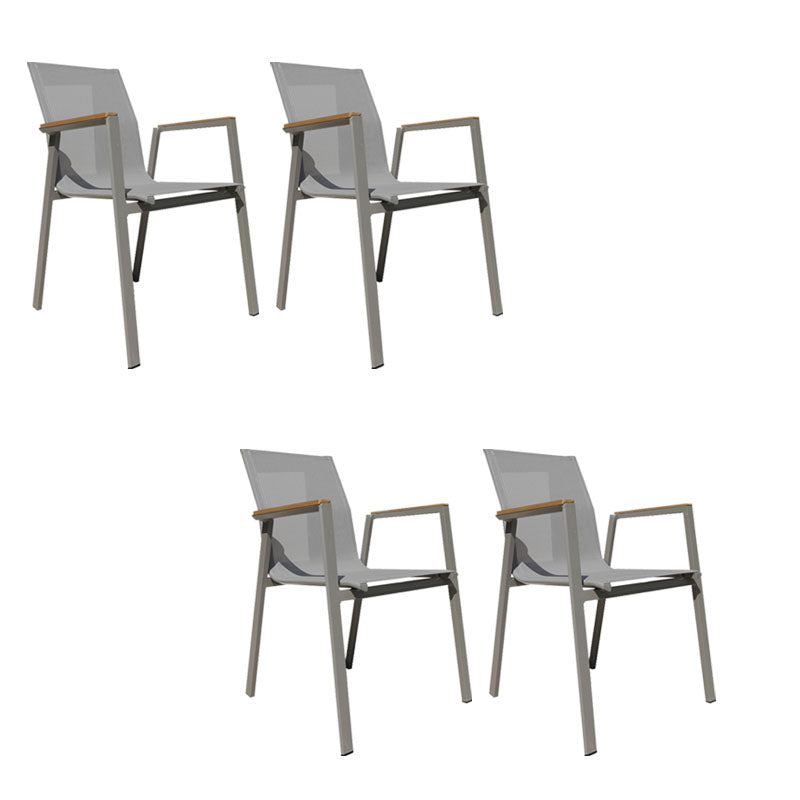 Contemporary Gray Outdoor Bistro Chairs Open Back Patio Dining Armchair