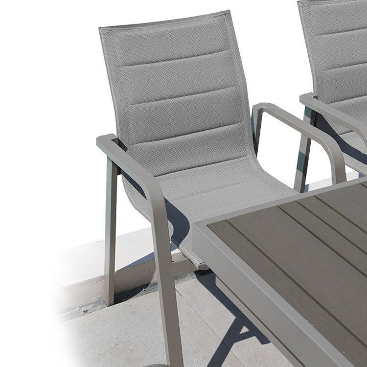 Contemporary Gray Outdoor Bistro Chairs Open Back Patio Dining Armchair