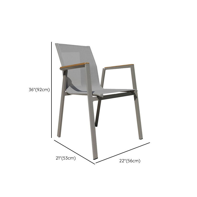 Contemporary Gray Outdoor Bistro Chairs Open Back Patio Dining Armchair