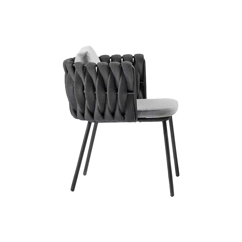 Contemporary Upholstered Outdoor Bistro Chairs Open Back Patio Dining Armchair